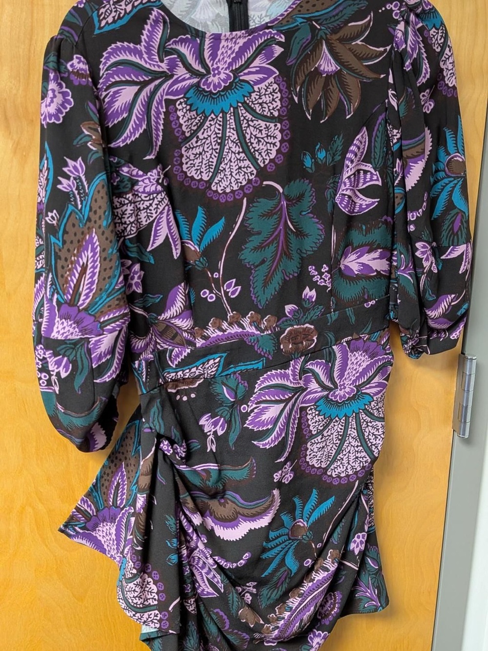 RHONE Floral Midi Dress in Black, Purple, Teal